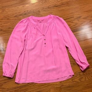 Lilly Pulitzer Elsa Vibrant Pink Blouse with Button Accents